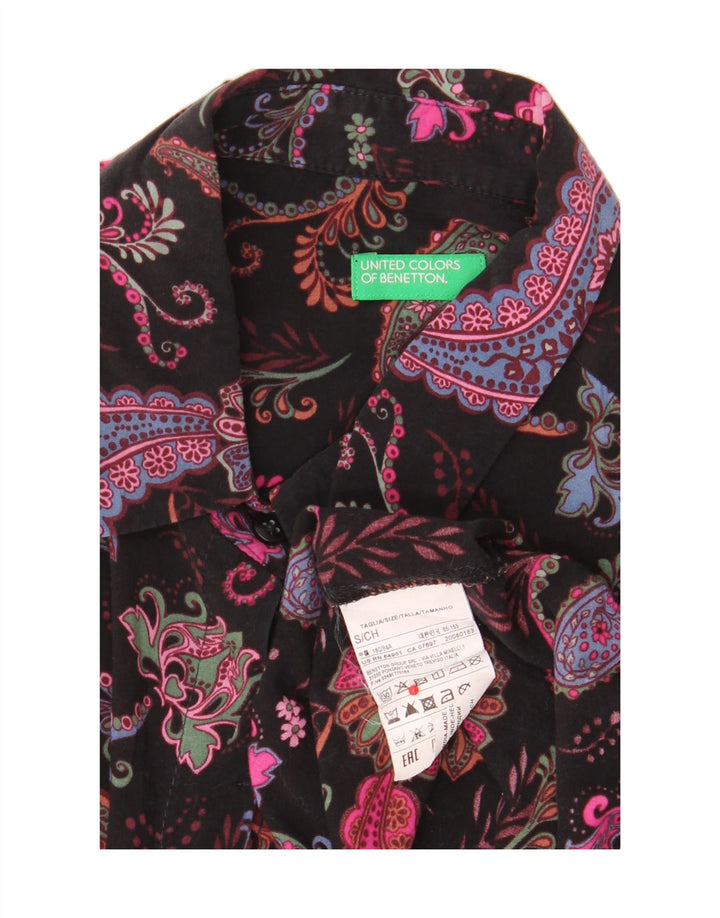 BENETTON Γυναικείο πουκάμισο UK 10 Small Black Paisley Modal