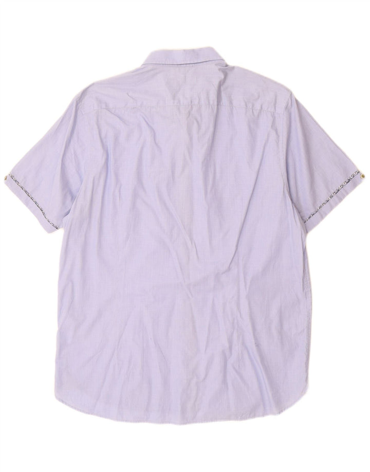 Ted Baker Ανδρικό κοντομάνικο πουκάμισο 5 XL, μπλε βαμβακερό