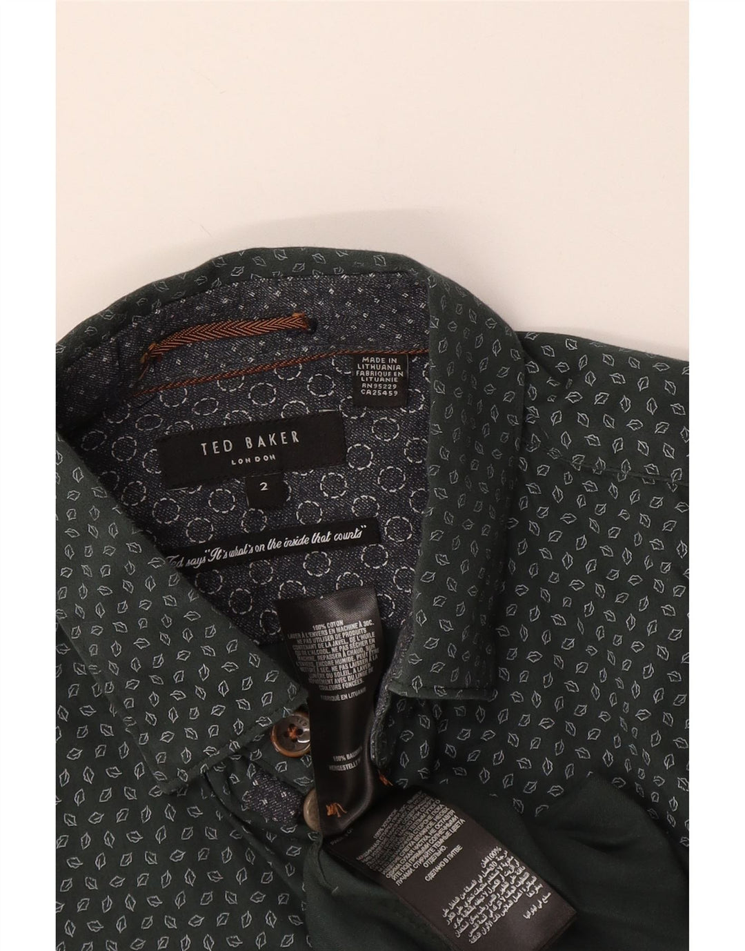 Ανδρικό πουκάμισο Ted Baker Νούμερο 2 Μικρό πράσινο γεωμετρικό βαμβάκι