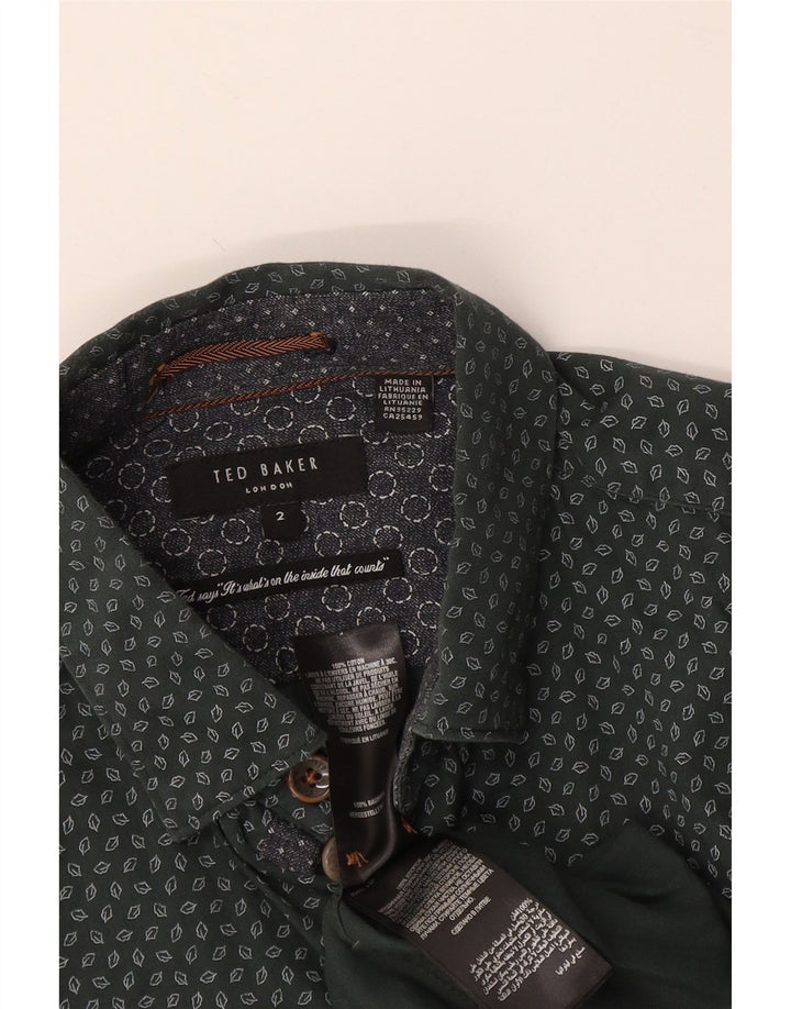 Ανδρικό πουκάμισο Ted Baker Νούμερο 2 Μικρό πράσινο γεωμετρικό βαμβάκι