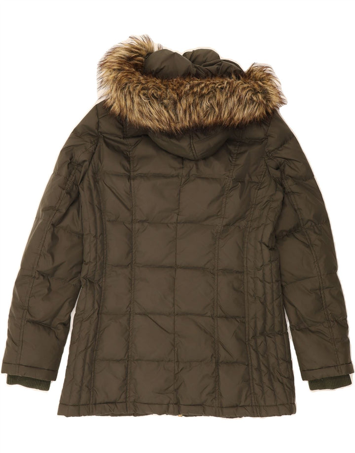 MICHAEL KORS Womens Hooded Padded Jacket UK 10 Small Green Winter Vintage Michael Kors and Second-Hand Michael Kors from Messina Hembry 