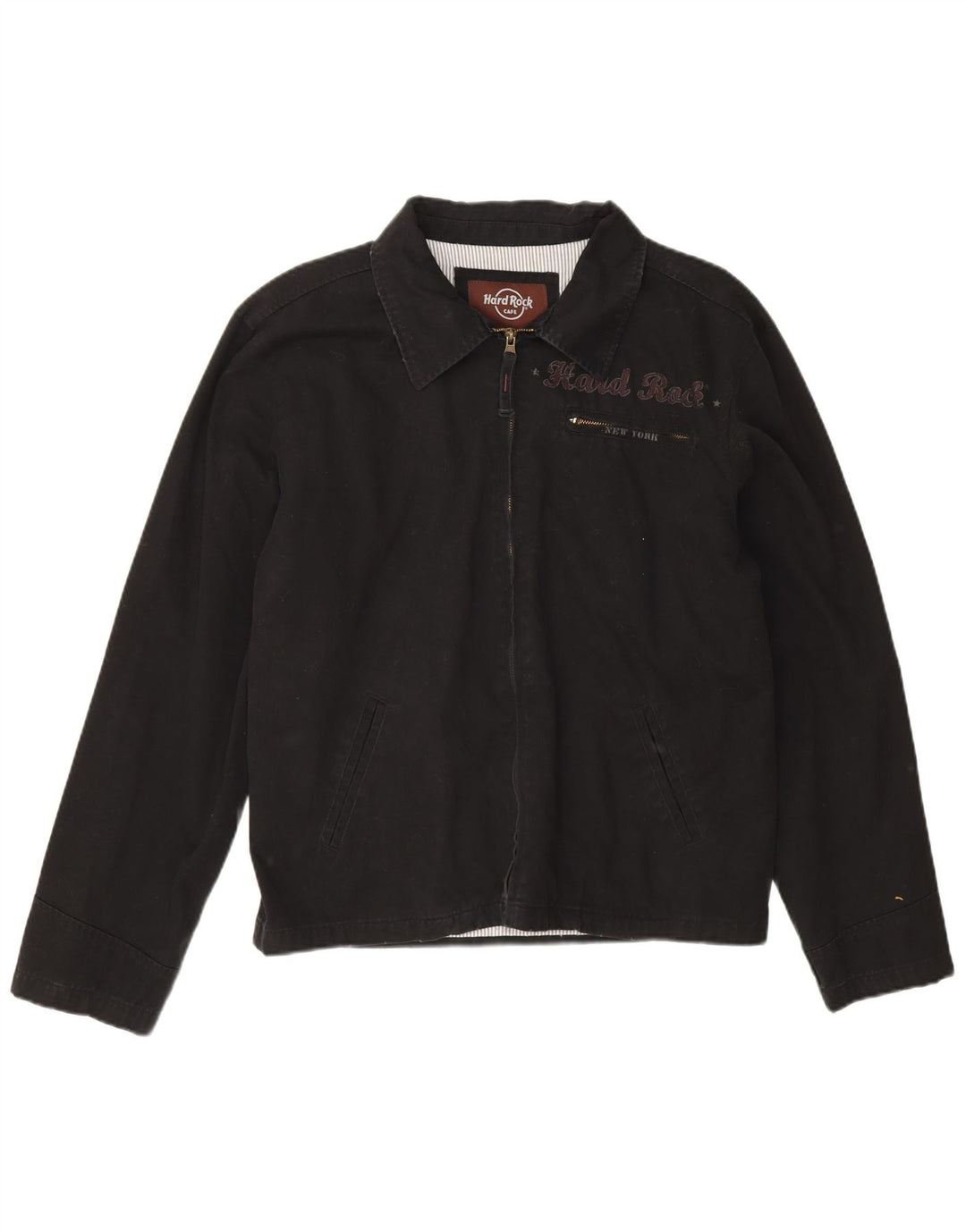 Hard Rock Cafe Mens New York Graphic Bomber Jacket UK 38 Medium Black