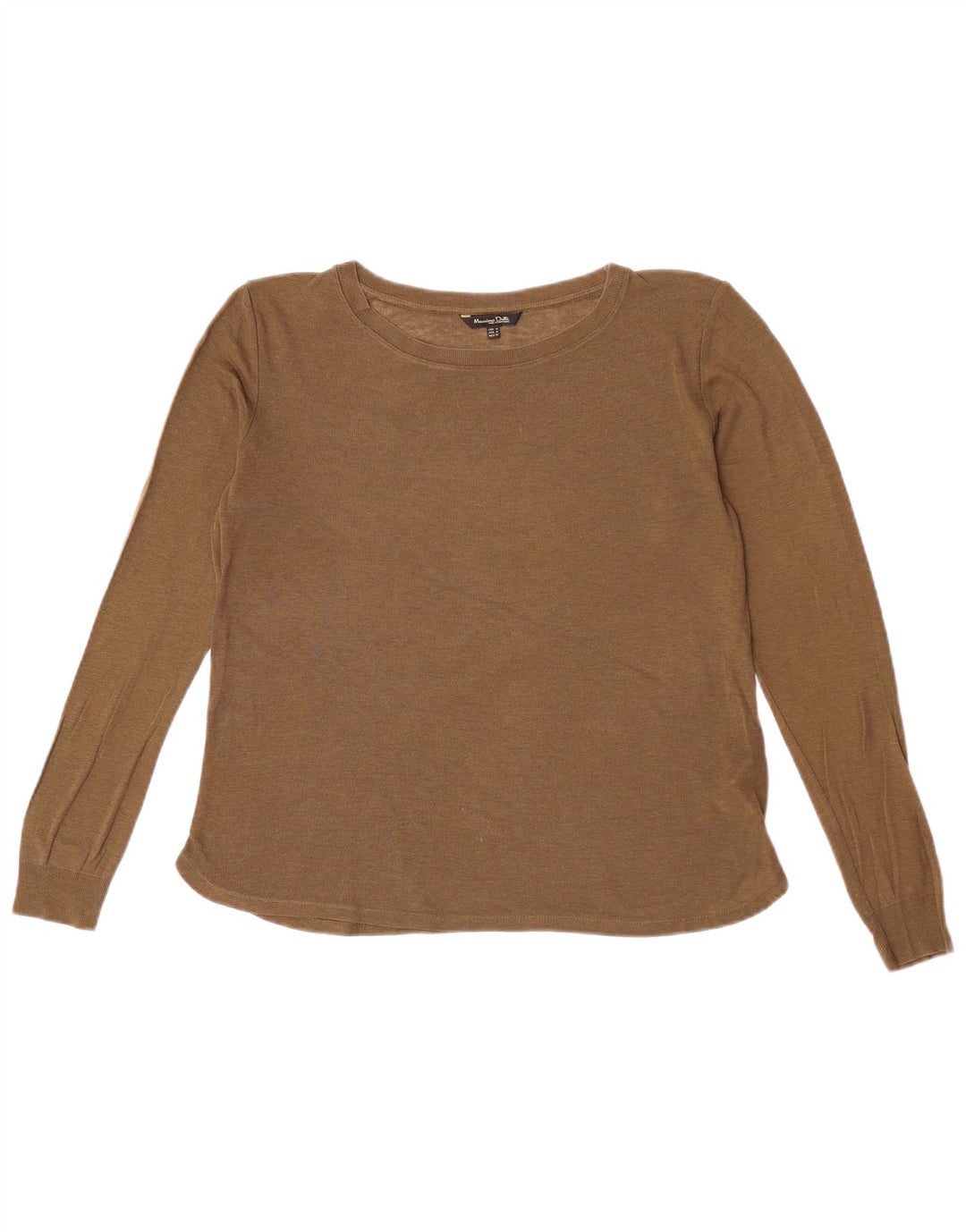 Massimo Dutti Γυναικείο πουλόβερ με λαιμόκαυστο UK 14 Medium Khaki Lyocell