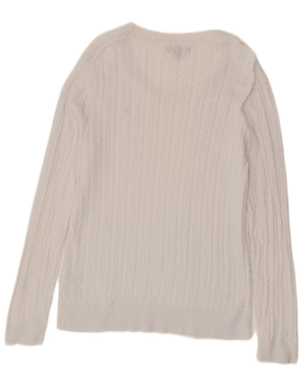 Tommy Hilfiger Γυναικείο πουλόβερ με λαιμόκαυστο UK 18 XL λευκό βαμβακερό