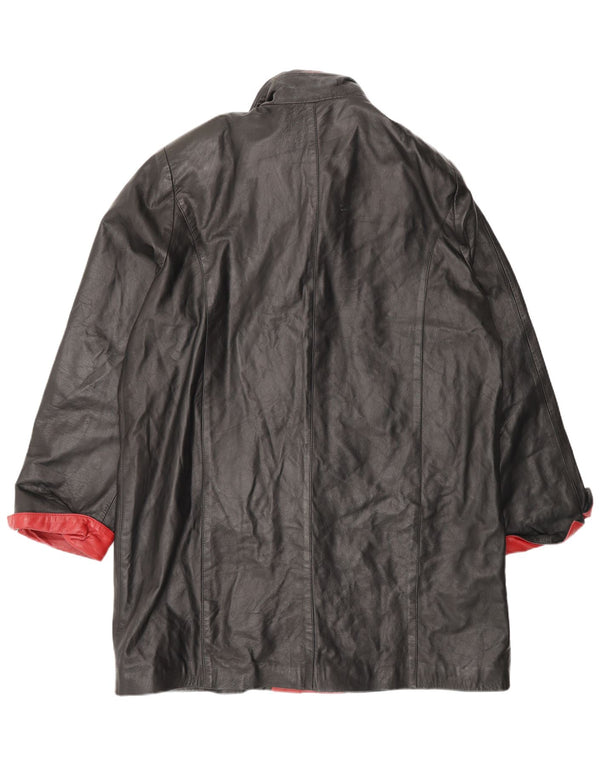 FLORENCE MOON Γυναικείο Δερμάτινο Παλτό IT 54 2XL Μαύρο Colourblock Δέρμα