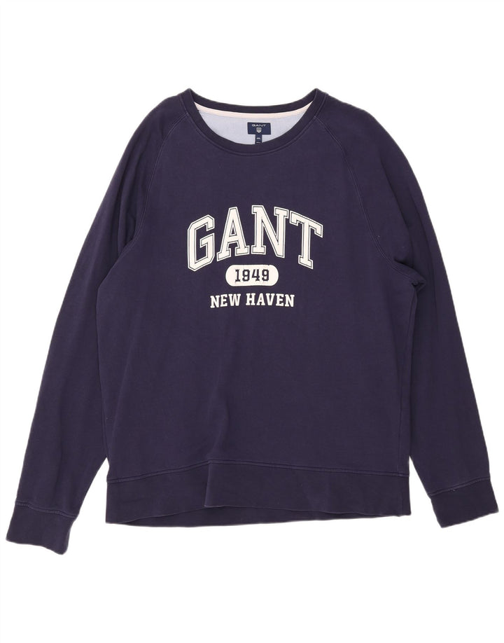 Ανδρικό φούτερ GANT New Haven Graphic Jumper 4XL Navy Blue Cotton