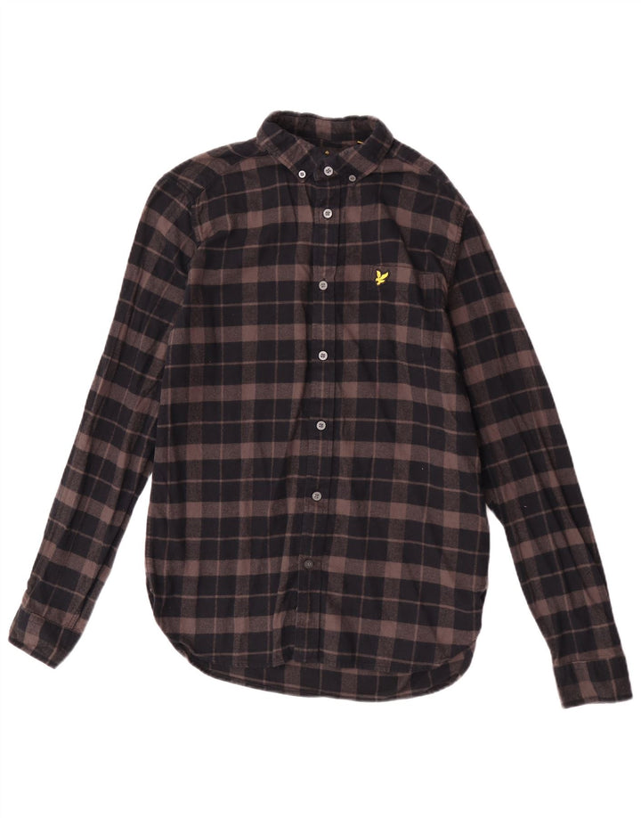 Ανδρικό φανελένιο πουκάμισο Lyle & Scott, Μικρό καφέ βαμβακερό