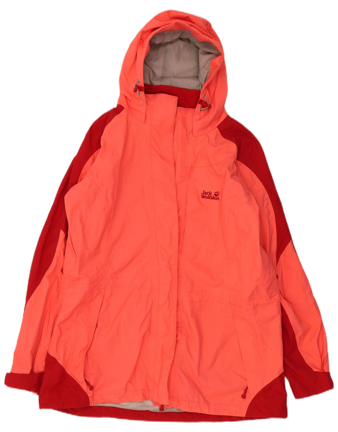 JACK WOLFSKIN Γυναικείο μπουφάν βροχής με κουκούλα UK 22/24 2XL Pink Colourblock