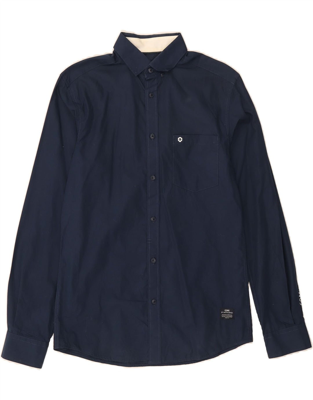 JACK & JONES Mens Shirt Small Navy Blue Cotton Vintage Jack & Jones and Second-Hand Jack & Jones from Messina Hembry 