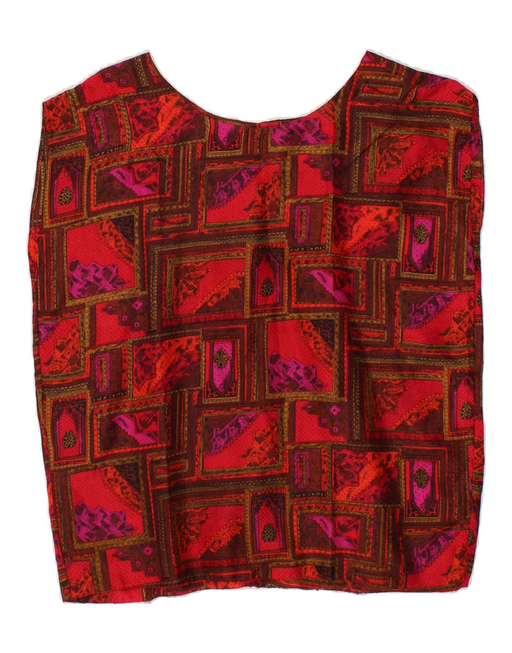 VINTAGE Womens Blouse Top UK 16 Large Red Patchwork Vintage Vintage and Second-Hand Vintage from Messina Hembry 