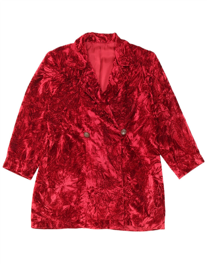 Vintage γυναικείο Longline Abstract μοτίβο σακάκι Blazer UK 14 Medium Red