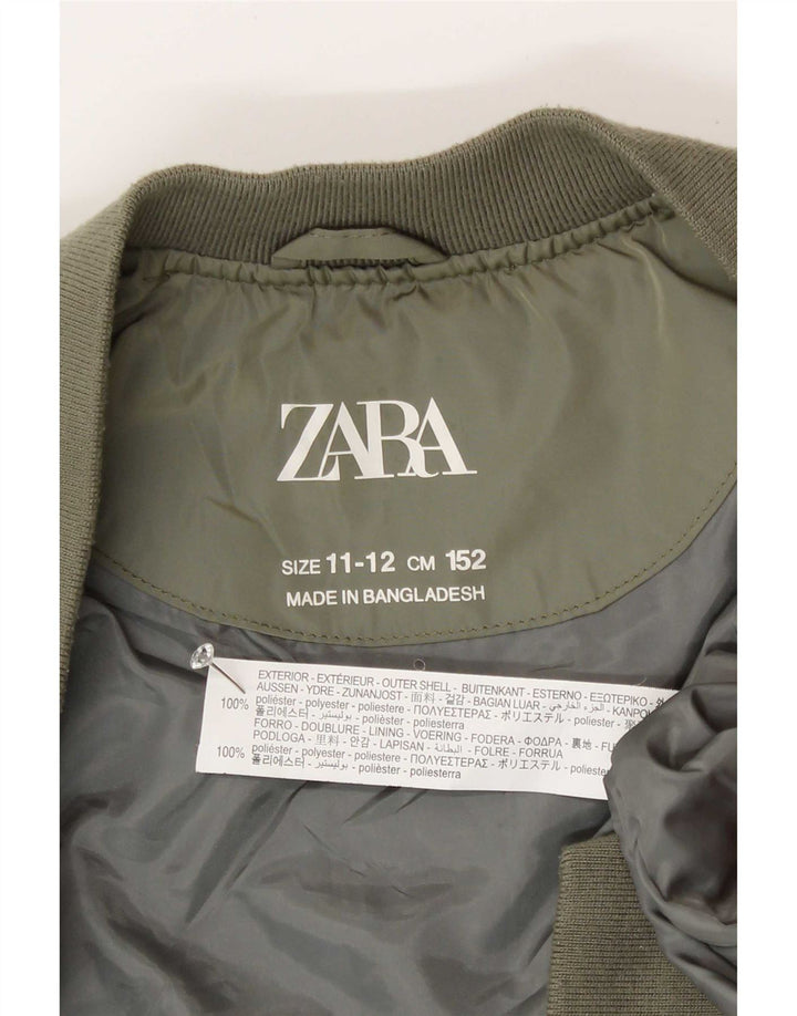 Zara Boys Bomber Jacket 11-12 Years Khaki Polyester