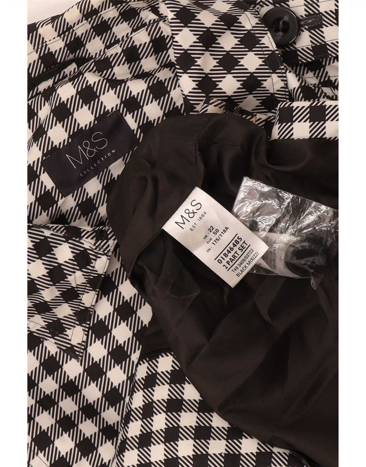 Marks & Spencer Γυναικεία καμπαρντίνα UK 22 3XL Μαύρο Houndstooth Πολυεστέρας
