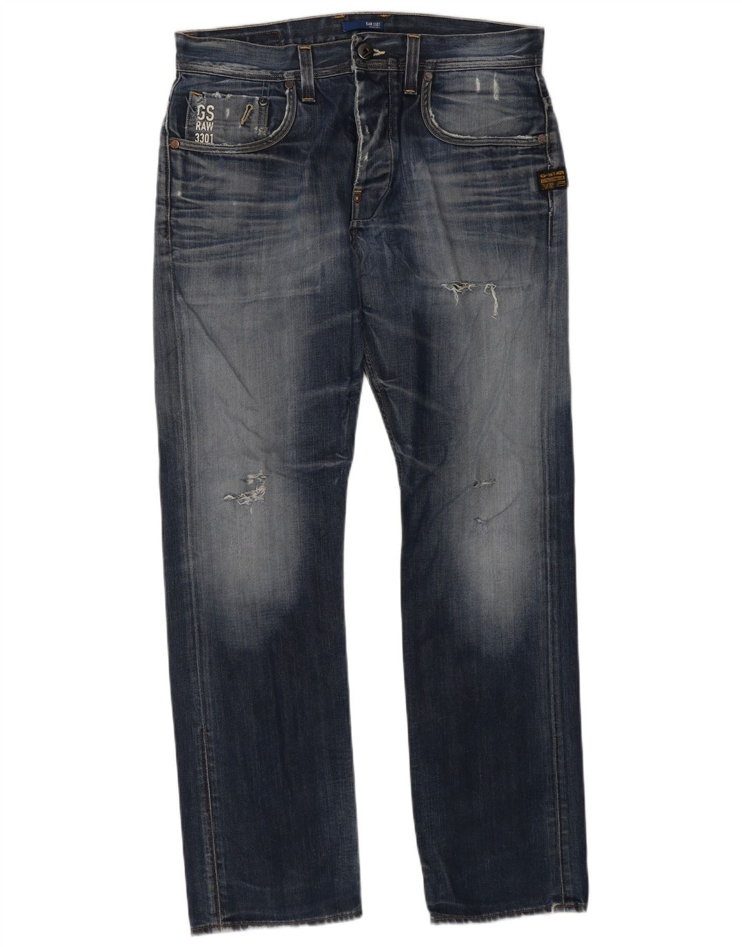 Ανδρικό τζιν G-Star Distressed Straight W33 L32 Μπλε βαμβακερό