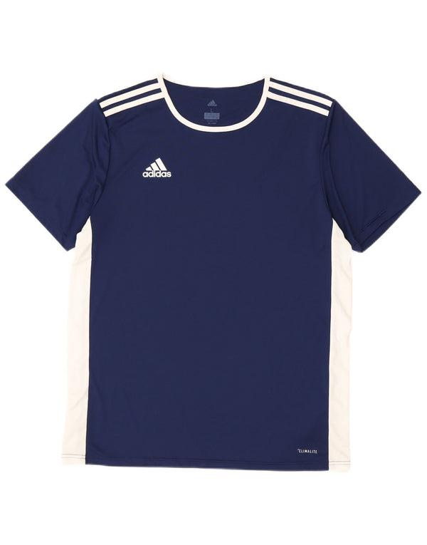 Ανδρικό T-shirt Adidas Climalite Top Large Navy Blue Colorblock Πολυεστέρας