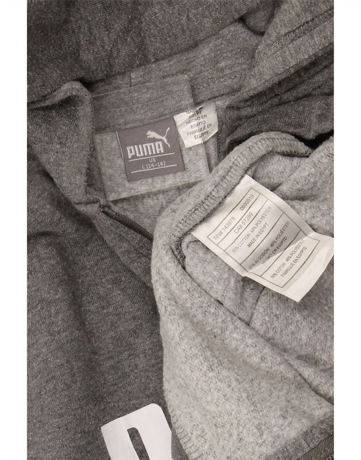 Πουλόβερ PUMA Boys Graphic Zip Hoodie 12-13 ετών Μεγάλο γκρι βαμβακερό