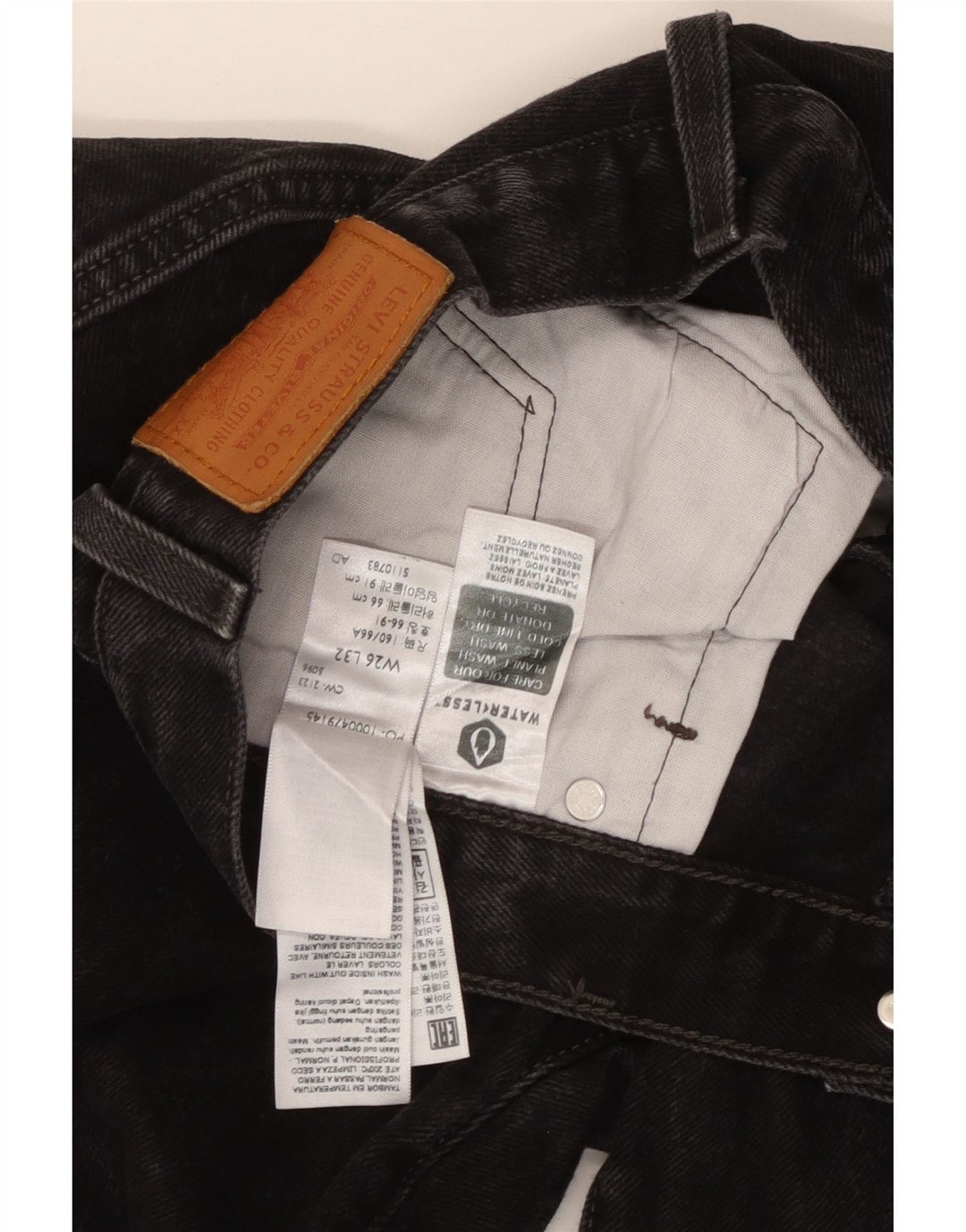 Levi's Womens 501 Straight Jeans W26 L32 Μαύρο βαμβακερό
