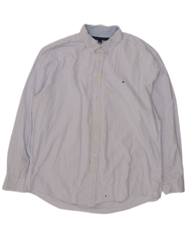Tommy Hilfiger Mens Shirt 2XL Blue Striped Cotton