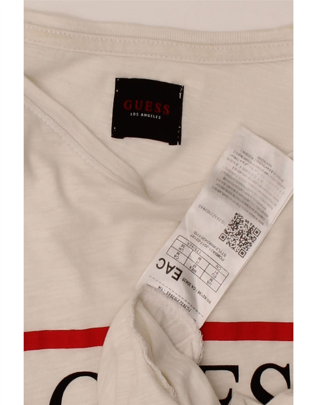 GUESS Womens Graphic T-Shirt Top UK 12 Medium White Cotton Vintage Guess and Second-Hand Guess from Messina Hembry 