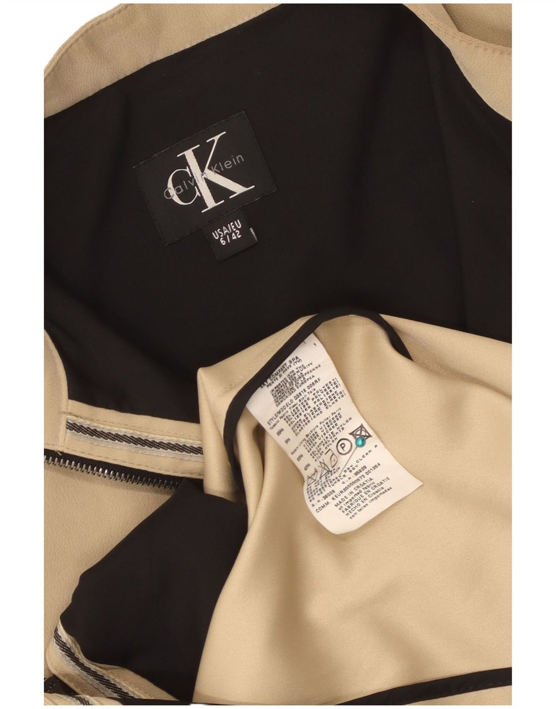 Γυναικείο παλτό Calvin Klein EU 42 Large Beige Polyester