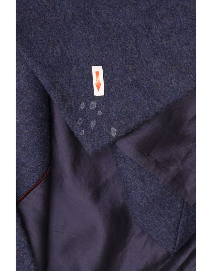 Jigsaw Γυναικείο παλτό με διπλό στήθος UK 10 Small Navy Blue Wool