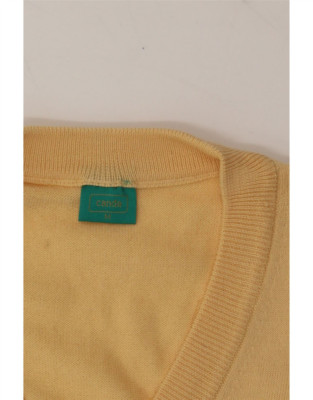 CANDA Womens Vest Tank Top UK 14 Medium Yellow Wool Vintage Canda and Second-Hand Canda from Messina Hembry 