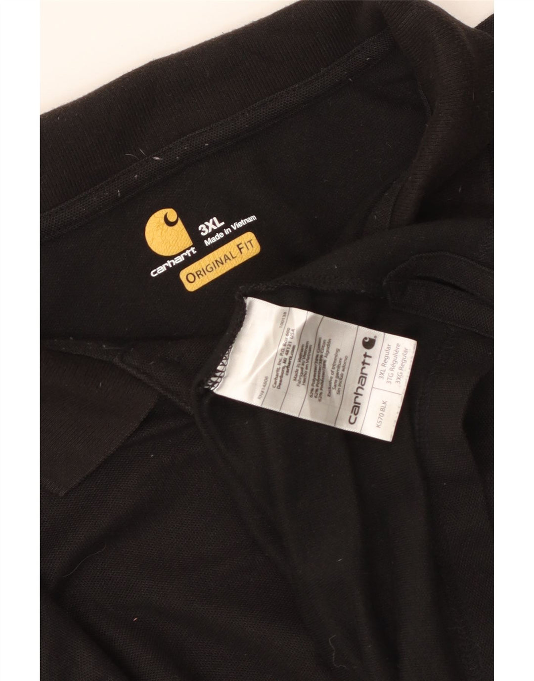 CARHARTT Ανδρικό γνήσιο μπλουζάκι πόλο 3XL μαύρο πολυεστέρα