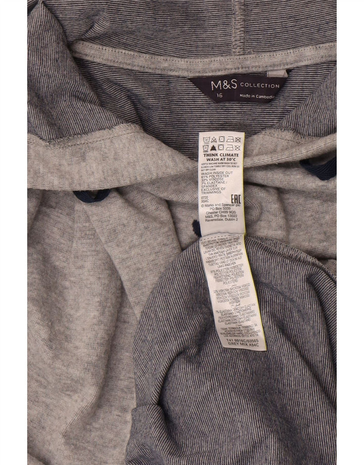 Marks & Spencer Γυναικεία γραφικά υπερμεγέθη Hoodie Jumper UK 16 Large Grey