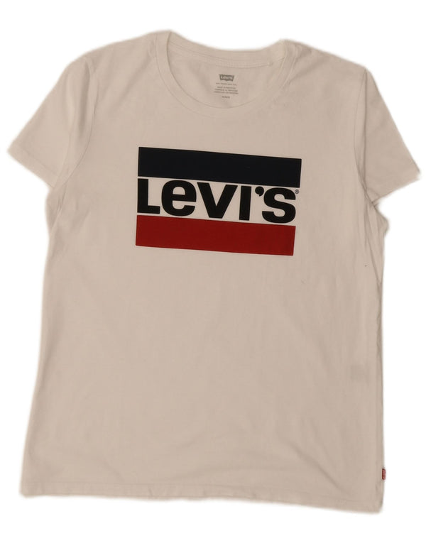 Γυναικείο γραφικό T-Shirt Levi's Top UK 14 Medium White