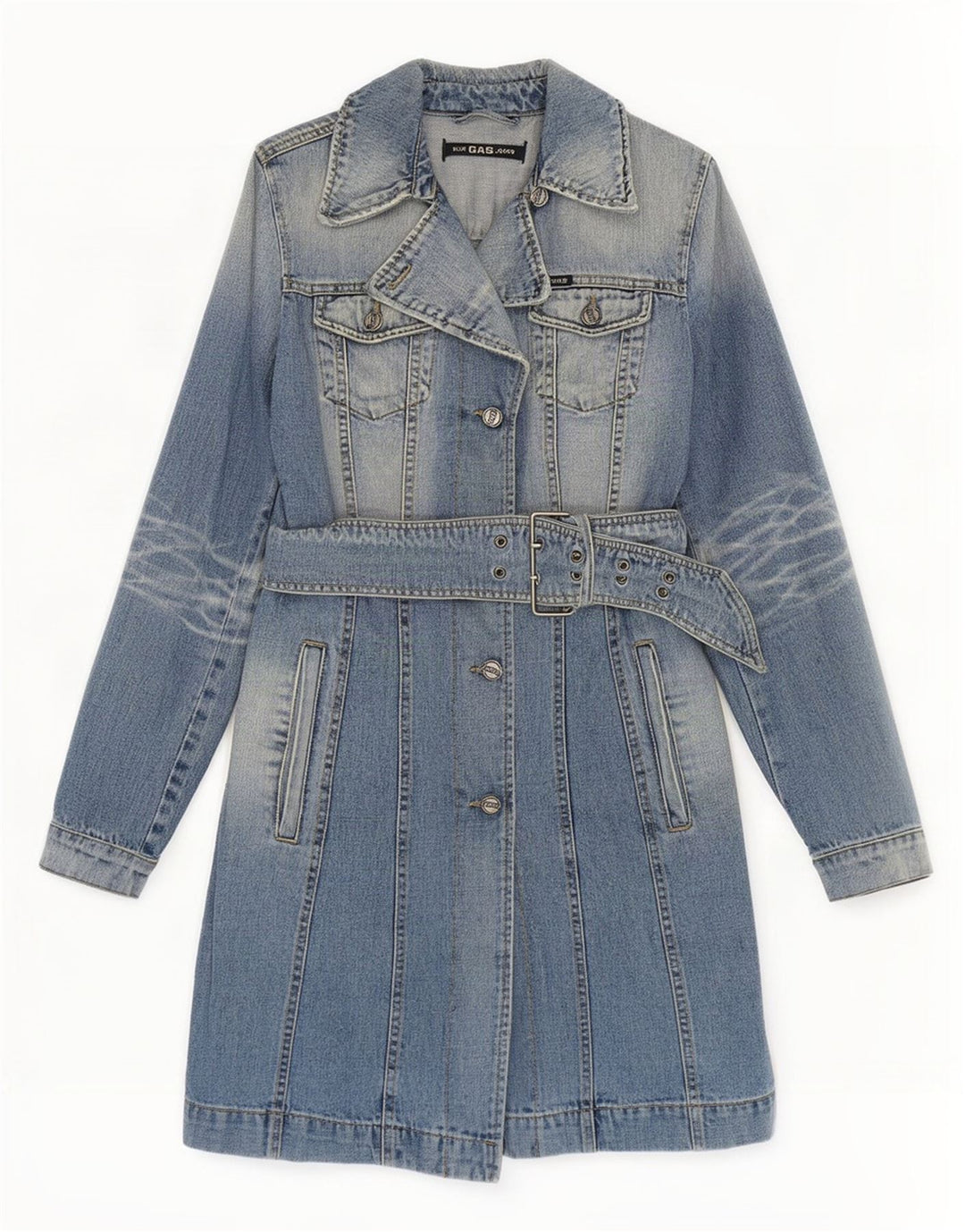 Gas Γυναικείο Τζιν Παλτό UK 10 Small Blue Cotton
