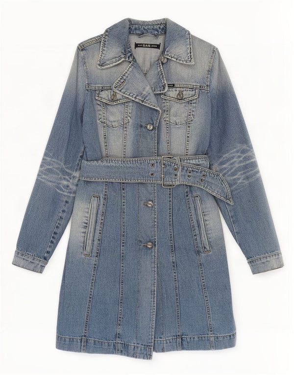 Gas Γυναικείο Τζιν Παλτό UK 10 Small Blue Cotton