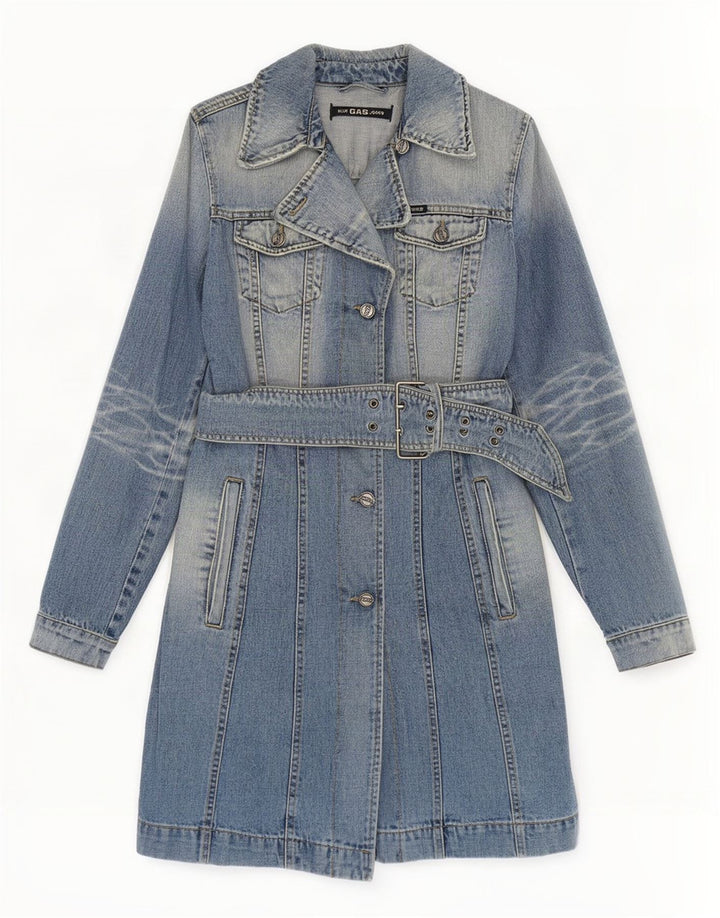 Gas Γυναικείο Τζιν Παλτό UK 10 Small Blue Cotton