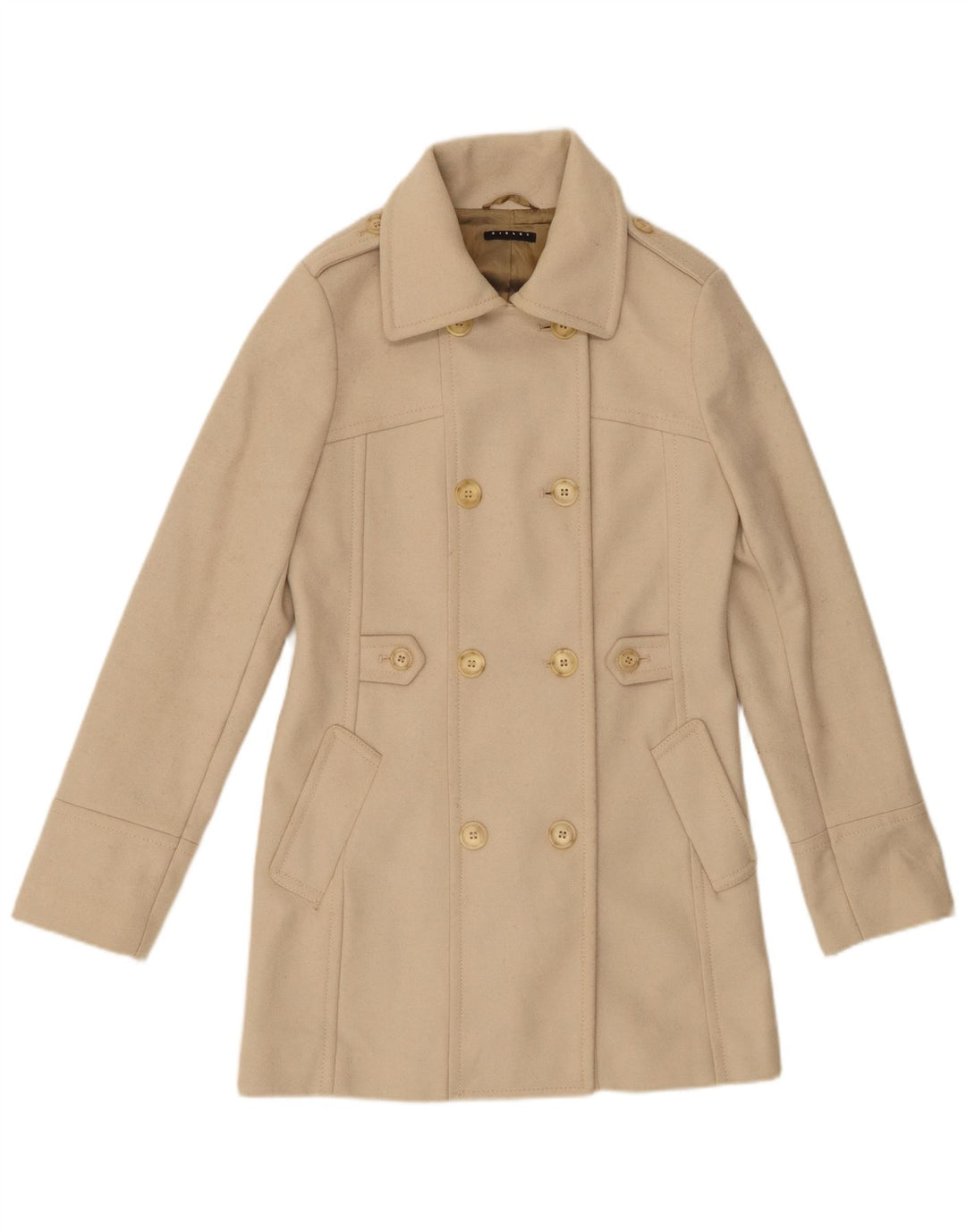 Sisley Γυναικείο Παλτό με διπλό στήθος IT 40 Small Beige Wool