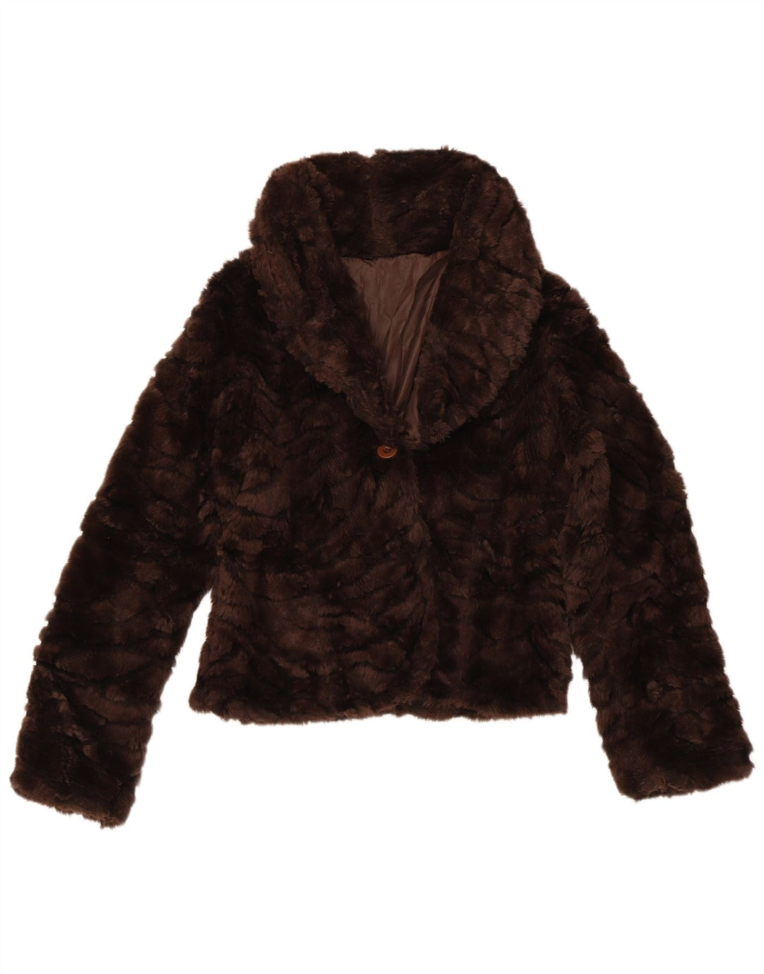 Vintage γυναικείο μπουφάν από ψεύτικη γούνα Bomber UK 10 Small Brown Polyester