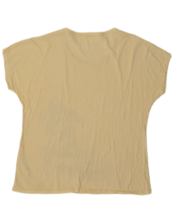 Vintage γυναικείο γραφικό μπλουζάκι UK 18 XL κίτρινο βαμβακερό