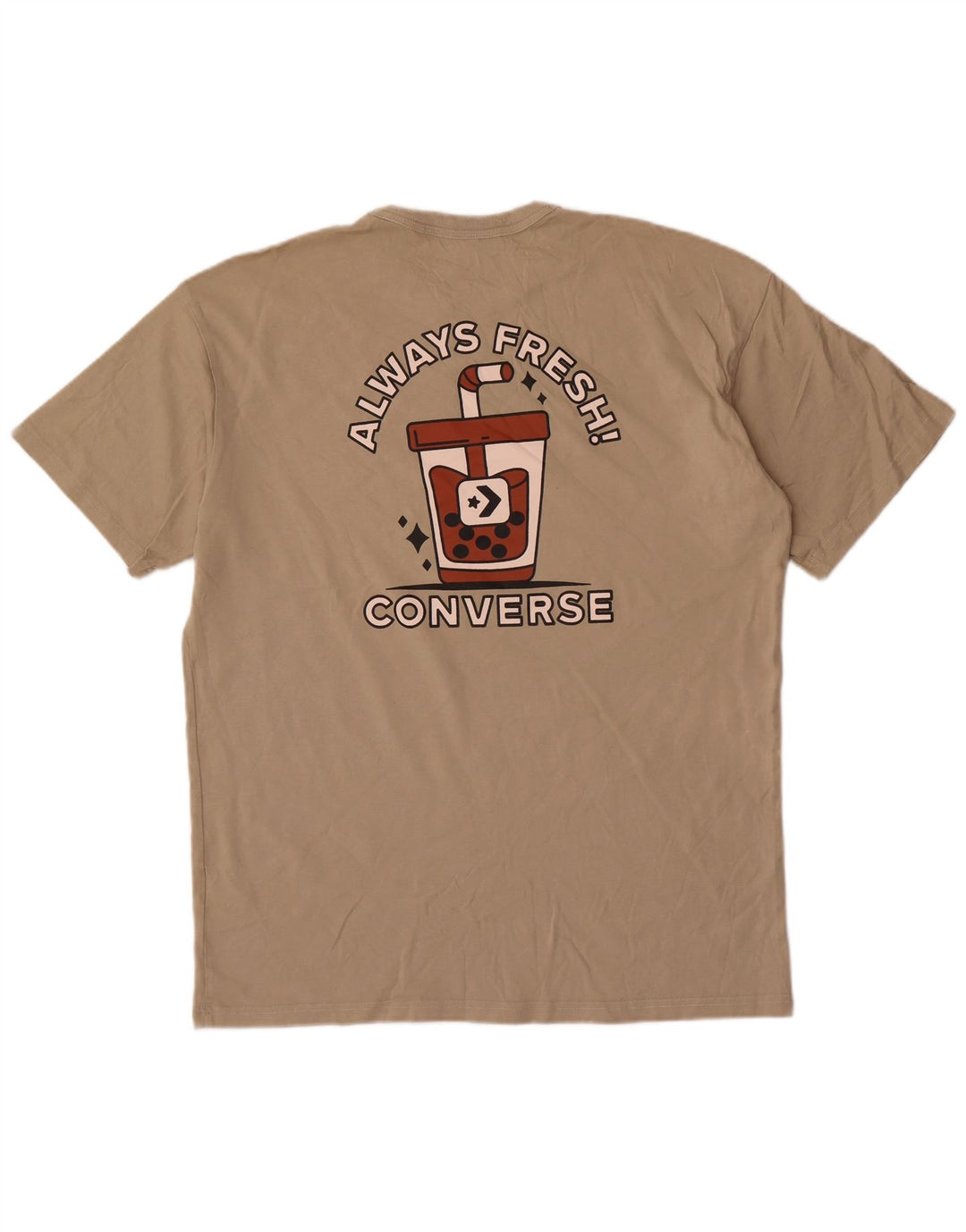 Ανδρικό γραφικό T-Shirt Converse Top Large Beige Βαμβακερό