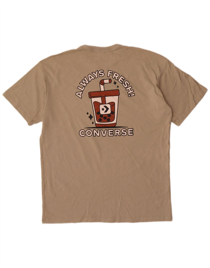 Ανδρικό γραφικό T-Shirt Converse Top Large Beige Βαμβακερό