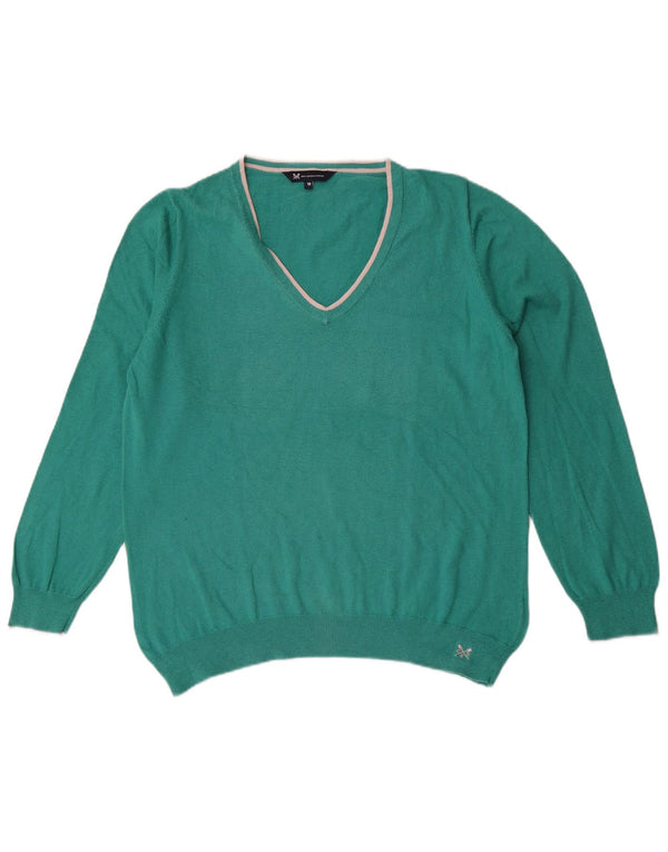 Crew Clothing Γυναικείο πουλόβερ με λαιμόκοψη με V λαιμόκοψη UK 18 XL πράσινο βαμβακερό