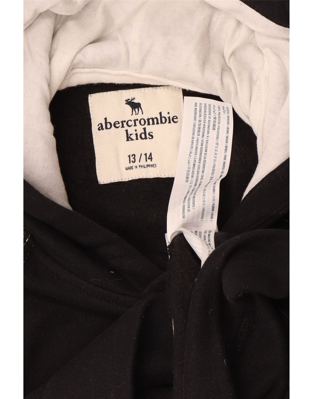 ABERCROMBIE & FITCH Boys Boys Hoodie Jumper 13-14 Years Black Flecked Polyester