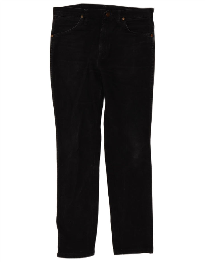 Ανδρικό τζιν Wrangler ίσιο W29 L30 μαύρο βαμβακερό