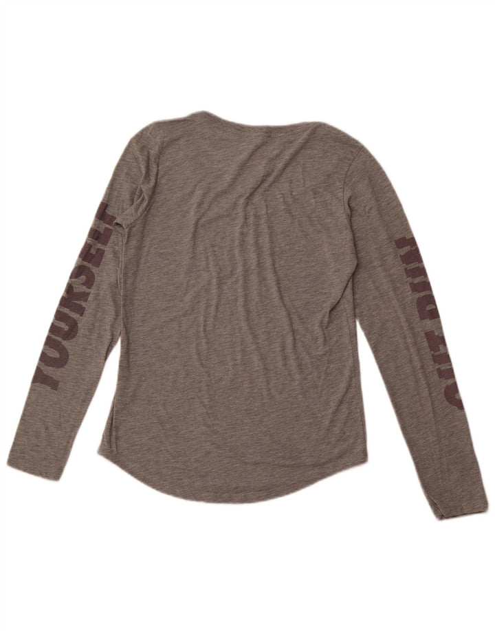 Γυναικείο γραφικό τοπ NIKE μακρυμάνικο UK 10 Small Grey Polyester