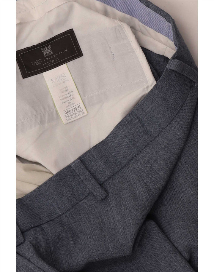 Ανδρικό παντελόνι με κανονική εφαρμογή Marks & Spencer W40 L29 Navy Blue Polyester