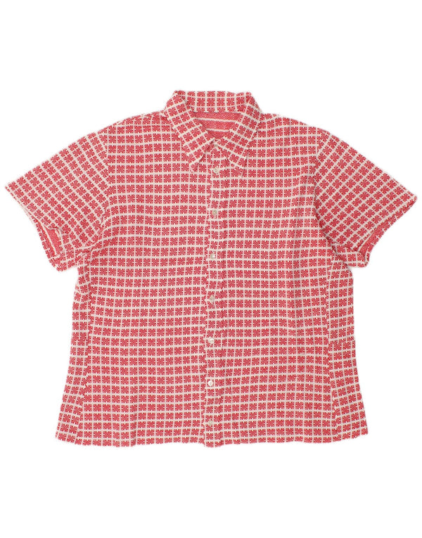 Vintage γυναικεία κοντομάνικη μπλούζα UK 16 Large Red Geometric