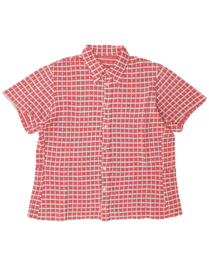 Vintage γυναικεία κοντομάνικη μπλούζα UK 16 Large Red Geometric