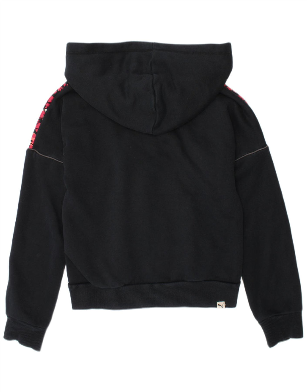 PUMA Girls Zip Hoodie πουλόβερ 9-10 ετών Μαύρο βαμβακερό καμουφλάζ