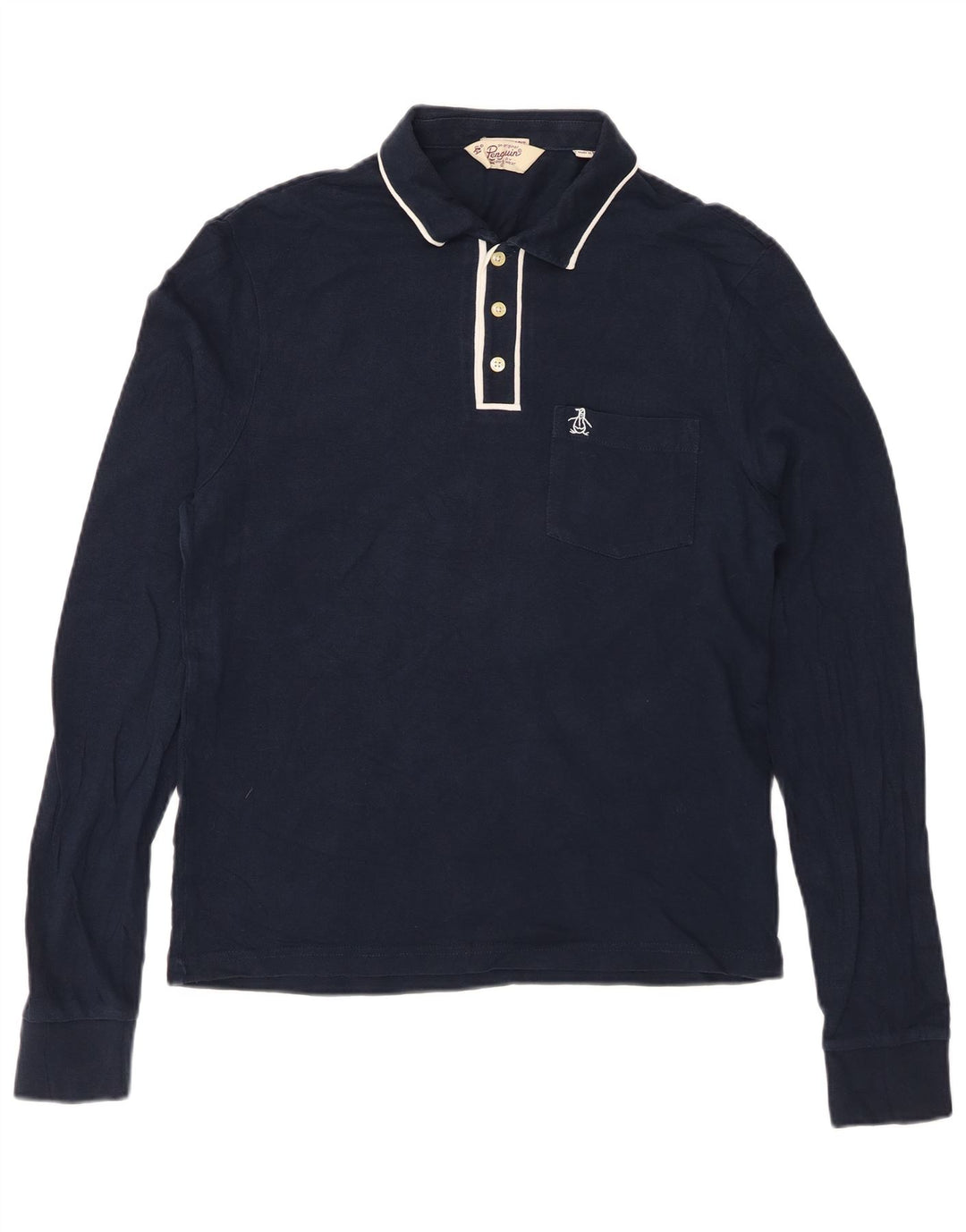 Ανδρικό PENGUIN Heritage μακρυμάνικο μπλουζάκι πόλο μεσαίο μπλε ναυτικό