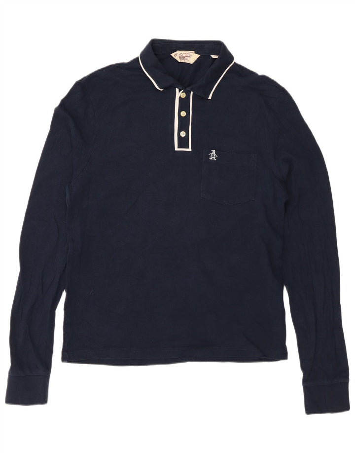 Ανδρικό PENGUIN Heritage μακρυμάνικο μπλουζάκι πόλο μεσαίο μπλε ναυτικό