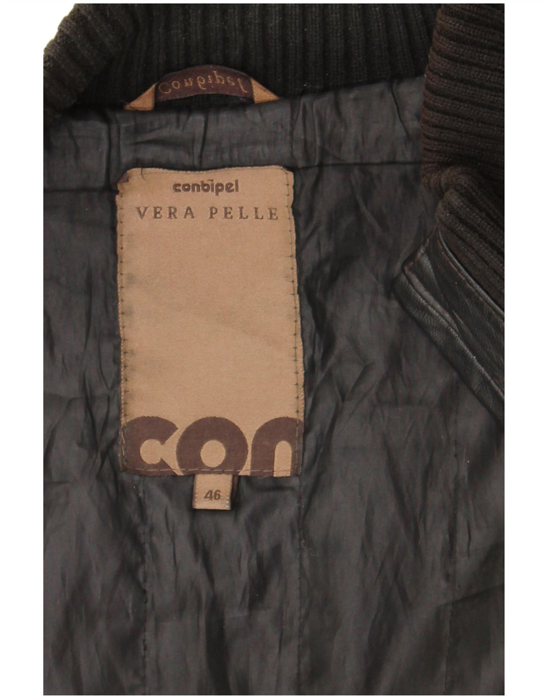 Conbipel Ανδρικό Δερμάτινο Μπουφάν IT 46 Small Black Leather
