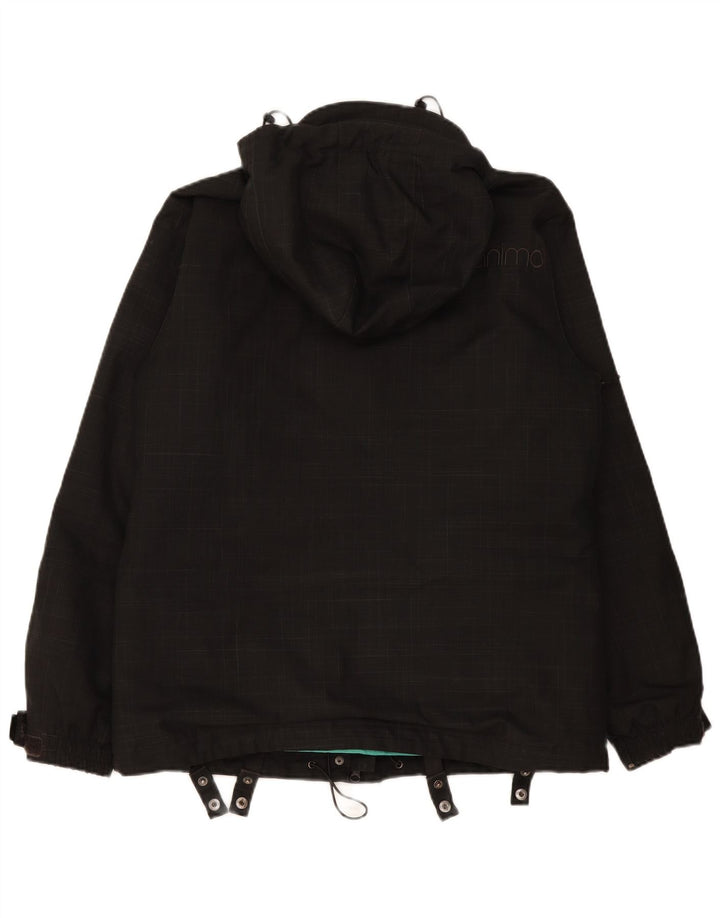Γυναικείο Animal Hooded Windbreaker Jacket UK 14 Large Black Check Polyester