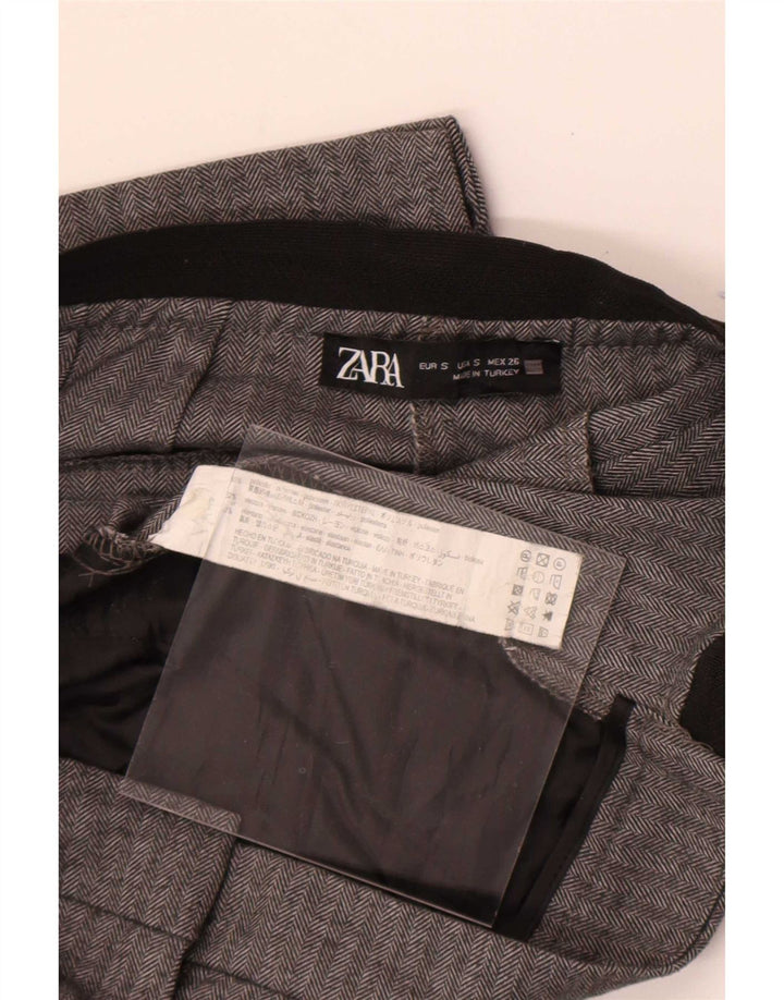 Γυναικείο ίσιο παντελόνι Zara Μικρό W26 L26 Γκρι ψαροκόκκαλο πολυεστέρα